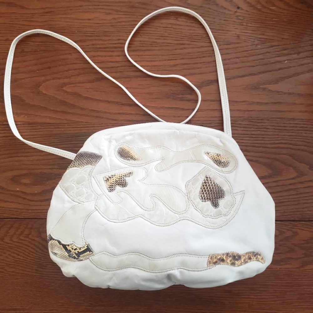 Razzamatazz Vintage White Leather  and Snakeskin Bag